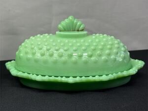 Mosser GiGi Jadite Butter Dish Oval Covered 8x3.5"